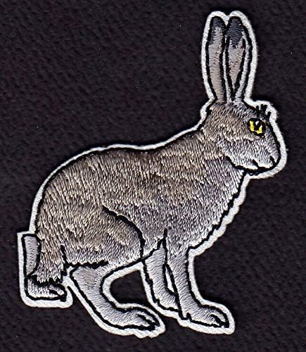 ארנב, ברזל אפור על ארנב בעלי חיים של יער טלאים רקום