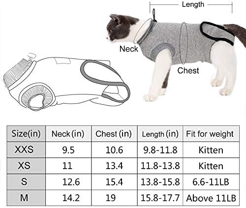 חליפת התאוששות חתולים מקצועית של Rozkitch לפצע בטן ובעיית עור כירורגית, אלטרנטיבה צווארון אלקטרוני