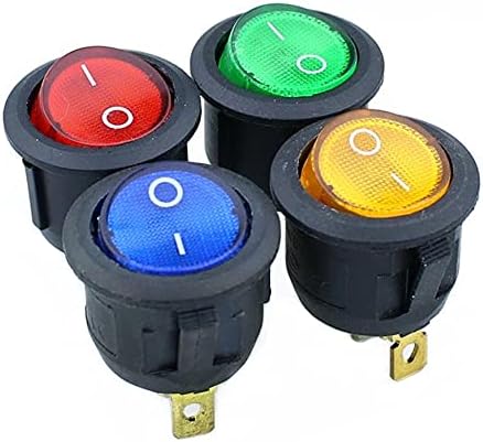 Puryn KCD1 אדום עגול, צהוב וכחול ירוק 3pin SPDT/כיבוי מתג כוח נדנדה AC 125V/10A 250V/6A עם אור עם אור