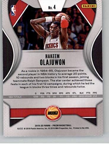 2019-20 Panini Prizm 4 Hakeem Olajuwon יוסטון רוקטס NBA כרטיס מסחר בכדורסל