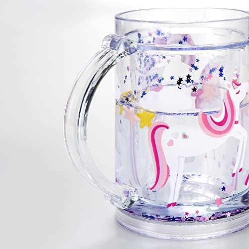 כוס כוס נצנצים לילדים נואובו בתפזורת עם מכסה וקש, כוסות כוסות קיר כפולות חמודות עם ידית למתחילים,