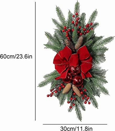 מקנוס 24 אינץ 'מלאכותי לחג המולד זר, זר חג מולד, זר חג המולד עם פירות יער אדומים עם עיצוב קונוסים