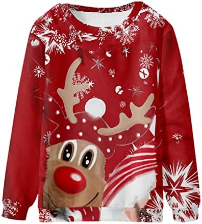 חולצת טריקו שרוול ארוך של גברים אופנה 3D הדפס מצחיק סוודר חג המולד מכוער צוואר עגול חולצות חולצות חולצות