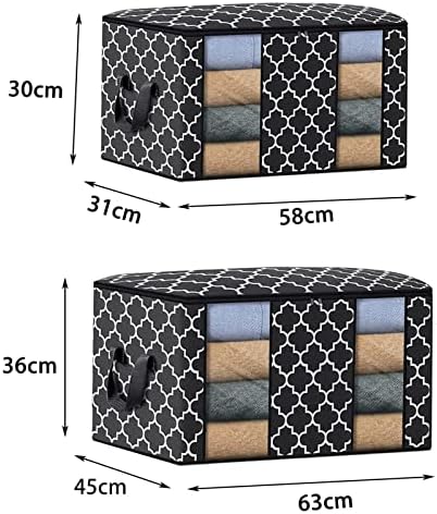 שקית אחסון מתחת למיטה של ​​Masera עם ידיות חזקות וחלונות ברורים רוכסן יציב רוכסן בגדים גדולים בקיבול
