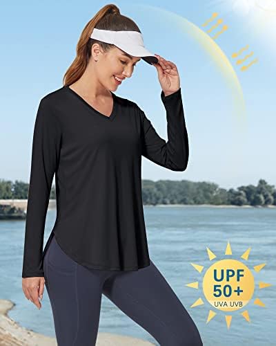 G4free upf 50+ חולצות שמש לנשים צמרות אימון שרוול ארוך SPF חולצות הגנה על UV לטיולים בחדר כושר ריצה