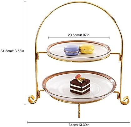 אלומיניום מסתובב עוגת קישוט דוכן עוגת דוכן 2 קומות מאפה הקאפקייקס פירות צלחת הגשת קינוח מחזיק חתונה מסיבת