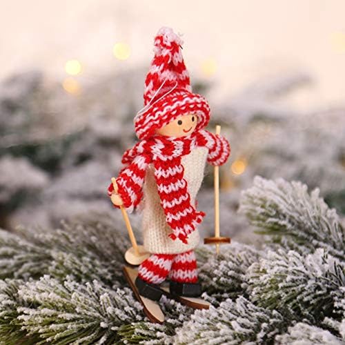 עמוספון חג המולד צלמית חג עץ דמות מיניאטורי סקי בובת קישוט מתנת שולחן מבוגרים 5 יחידות