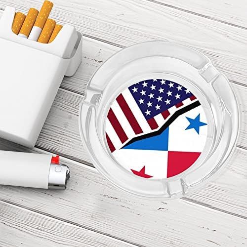 דגל אמריקאי ופנמה מעשן מאפרה מזכוכית סיגריה סיגריה מגש אפר מחזיק מעשן מותאם אישית מארז עגול