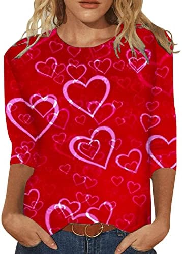 נשים חמוד אהבת לב הדפסת חולצות אהבת לב מכתב הדפסת סווטשירט גרפי ארוך שרוול צווארון עגול סוודר חולצות