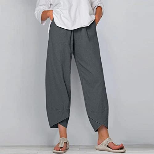 מכנסי קיץ של Aayomet לנשים, נשים מותניים גבוהות קפרי מכנסיים קפרי פרחים מכנסי מכנסי רגל רחבים