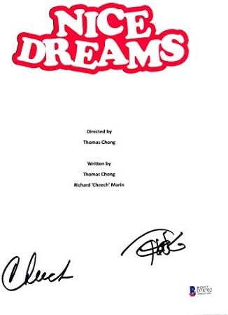 Cheech Marin & Tommy Chong חתמו על חלומות נחמדים כיסוי סרט תסריט BAS D78702