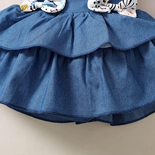 שמלת תינוקת פעוט בנות ראפלס שרוולים פרפר מודפס שמלת תינוקות ללא משענת נסיכת שמלות סרטי ראש