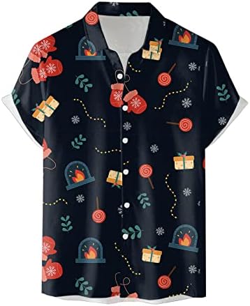 חולצות חג המולד של Wybaxz לגברים גברים שרוול קצר מזדמן סתיו חורף חג המולד 3D חולצות מודפסות חולצות