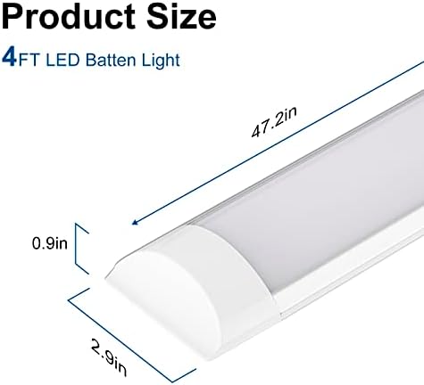 Colmeguna 2 חבילות 4ft LED LED Batten Light, משטח תקרה דק במיוחד אור רכוב, 40W