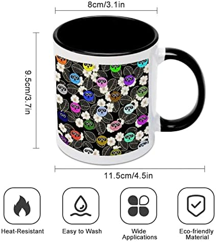 ספל קרמיקה פנדה צבעוני ספל קריאייטיב שחור בתוך כוס קפה קפה ספלי ידית עמידות מתנות ייחודיות