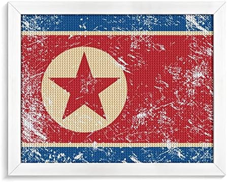 צפון קוריאה דגל רטרו דגל יהלומים ערכות תמונה מסגרת 5D DIY מקדחה מלאה ריינסטון אמנויות עיצוב קיר