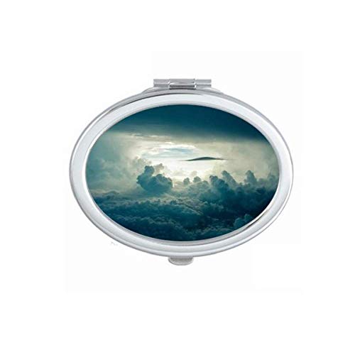 אפור שמיים לבן עננים אמנות דקו מתנת אופנה מראה נייד לקפל יד איפור כפול צד משקפיים