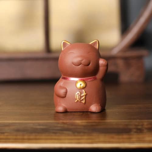 Xialon 5.5 סמ yixing חימר סגול תה חיית מחמד חתול קישוט פסלון ערכת תה מלאכה לקישוט תה בית