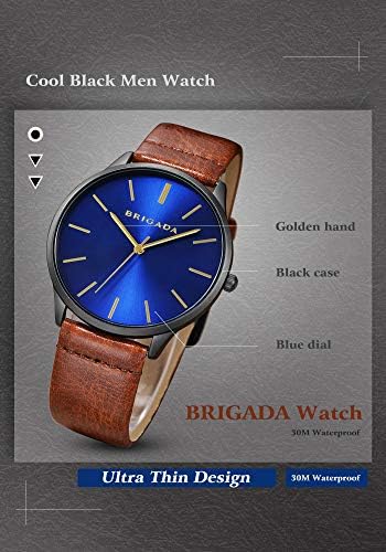 בריגדה גברים של שעונים מגניב שחור כחול עסקים מקרית עמיד למים קוורץ אנלוגי שעון יד לגברים