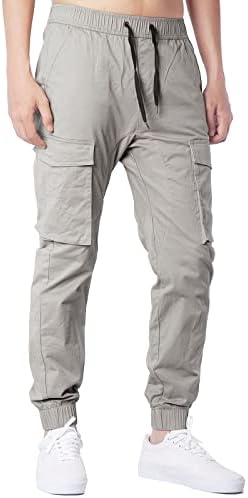 מכנסי מטען של Xiaxogool לגברים, מותניים אלסטיים לגברים רזים מתאימים לבגדי עבודה קלים של מכנסי רצה מטען מזדמנים