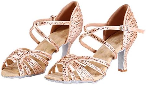 הנשים של היפוזוס נעלי ריקוד לטיניות אולם נשפים עם אבני חנן מודרניות נעלי מסיבת סלסה עקב 7.5 סמ, דוגמנית CY356,
