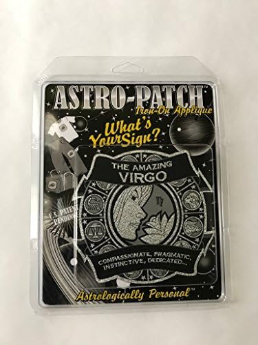 Astro-Patch-הבתולה המדהימה ™ 5 x 5 1/2 טלאי אסטרולוגי ברזל/תפור. העיצוב המתכתי הכסף המשקף שלו, מעניק לו מראה