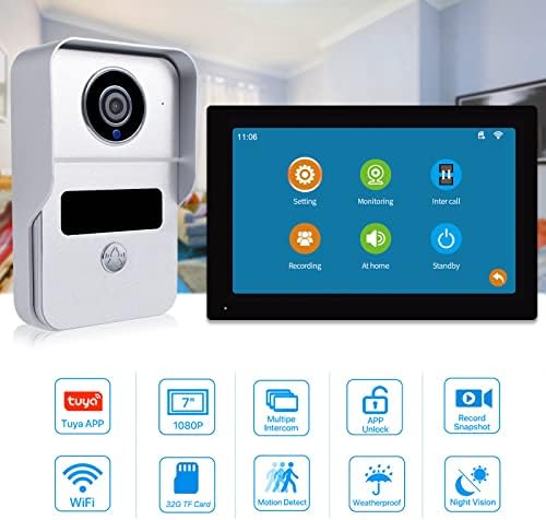 אינטרקום פעמון דלת אלחוטי עם מערכת צג, WiFi Home Home Video Video ערכות טלפון דלתות אינטרקום, מצלמת