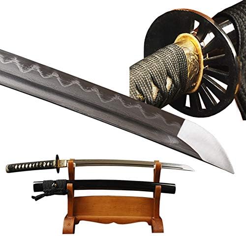 Sj shi jian ריאל המון המון יפני סמוראי וואקיזאשי חימר חרב מוקשה T10 פלדת פחמן מקופלת 15 פעמים קרב מוכן