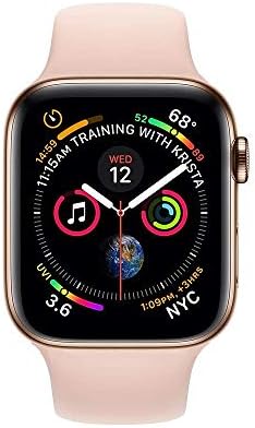 Apple Watch Series 4 - מארז נירוסטה זהב עם פס ספורט חול ורוד