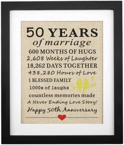 קורפארה ממוסגרת 50 שנות נישואין הדפס יוטה, מתנות לרגל חגיגות 50 שנה, הורים יום נישואין 50, יום השנה הזהב, מתנה