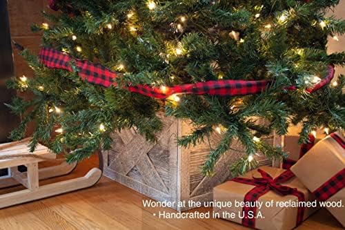 צווארון עץ חג המולד או קופסא העשויים מעץ מוחזר-חצאית כפרי חצאית החלפת בלוקים לילדים וחיות מחמד, מוסיפה קסם