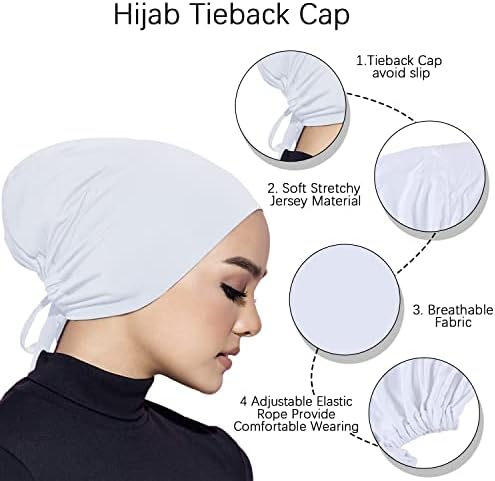 FATANFA תחת כובע חיג'אב צעיף עם סגירת קשירה גופית חטיפה כובעים פנימיים עם חבל חיג'אב לנשים מוסלמיות