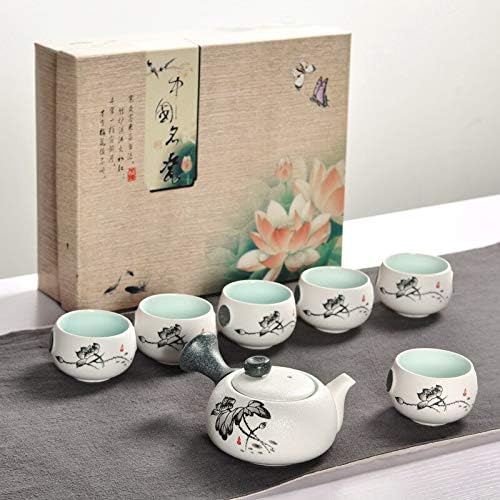 סיני קונג פו 7 יחידות תה קרמיקה שירות חרסינה נייד כוסות תה גאיוואן טקס תה טקס קומקום עם קופסת מתנה