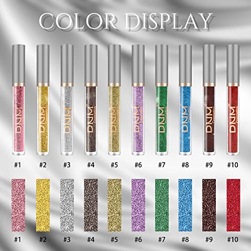 סובונקר 10 צבעים אייליינר נוזלי גליטר, צללית מבריקה וצבעונית ערכת צלליות נוזלית לאורך זמן עיפרון