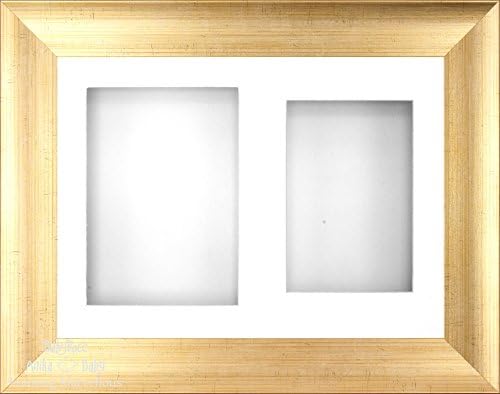 Babyrice 11.5x8.5 מסגרת תצוגה תלת מימדית זהב עתיק / 2 חור לבן