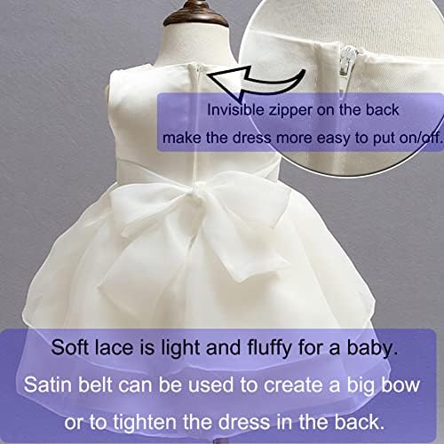 שמלת טבילה של BabyCheer בנות תינוקות פרוע חצאית תחרה טבילה מסירות שמלת פרח פרח ילדה ללא שרוולים שמלות