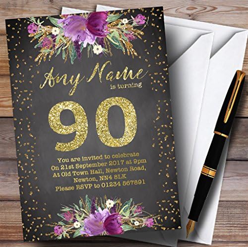 גיר בצבעי מים סגול זהב 90, הזמנות למסיבת יום הולדת בהתאמה אישית