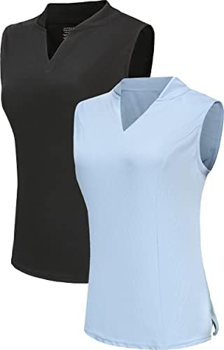 טרנדימקס נשים 2 חבילות חולצת גולף נ 'צוואר מהירות חולצות פולו יבשות מהירות טניס אתלטיות טניס גופיות לנשים