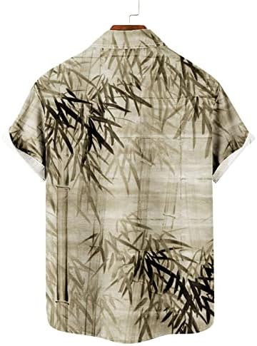 HDDK Mens Mens כפתור מזדמן למטה חולצות קיץ חוף עץ טרופי הדפס חולצת הוואי