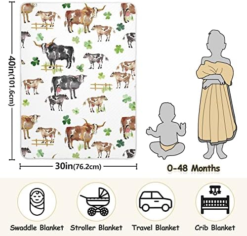שמיכת חווה חוות חווה פרות פרות שמיכת כותנה של Shrocks לתינוקות, קבלת שמיכה, שמיכה רכה קלה משקל לעריסה,