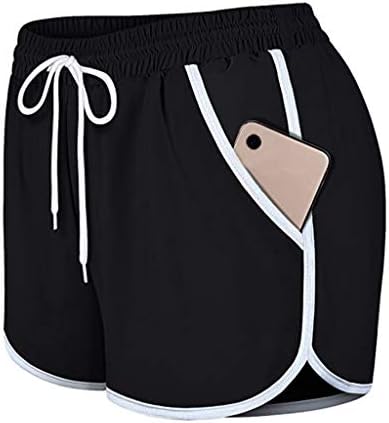 דחיסת מכנסיים קצרים נשים נשים של לרוץ אלסטי ואסיט אימון מכנסיים קצרים עם אוניית כיסי ספורט אתלטי