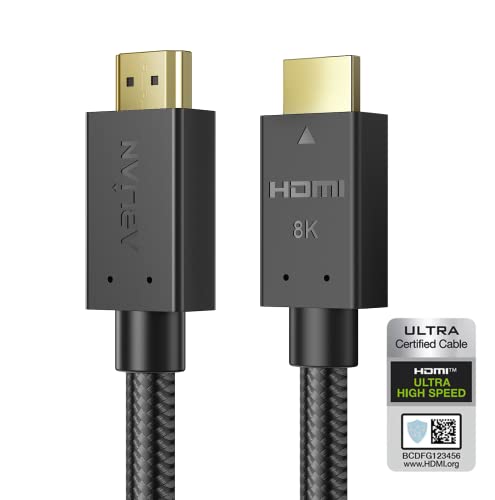 8K כבלי HDMI 10 ft, מוסמך Ultra במהירות גבוהה HDMI 2.1 כבל 48 ג'יגה-סיביות 4K120Hz 8K60 144Hz
