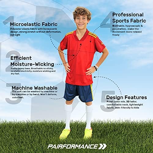 מדים כדורגל זוגיים עבור גופיית ספורט קבוצתית לילדים ומכנסיים קצרים לילדים יוניסקס ספורט הלבשה