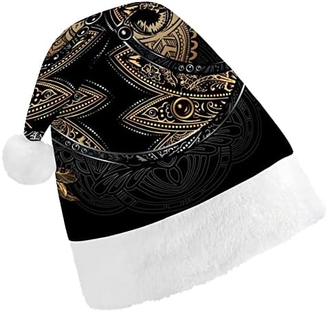 בוהו ירח ושמש המנדלה קעקוע מצחיק חג המולד כובע סנטה קלאוס כובעי קצר קטיפה עם לבן חפתים עבור חג המולד חג מסיבת