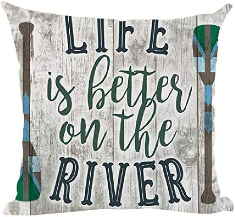 רמירר מילה אמנות ציטוט חיים טובים יותר על הנהר רטרו חום רקע מעורר השראה זריקה דקורטיבית כרית כרית