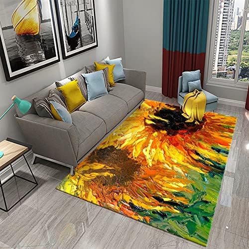 קוסמה צהוב 3 ד שמן ציור חמניות שטיח סלון חדר שינה מטבח אמבטיה רצפת מחצלות עיצוב הבית