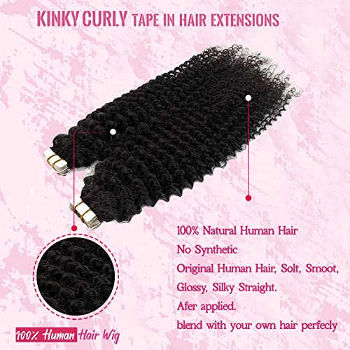 קינקי מתולתל קלטת בתוספות שיער שיער טבעי 20 אינץ שחור קינקי מתולתל קלטת ב תוספות שיער אמיתיות לנשים