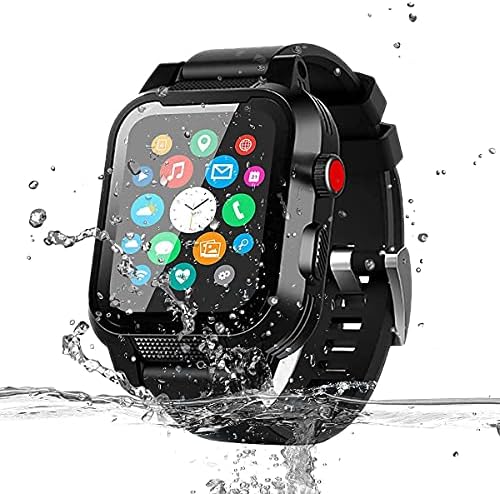 מארז אטום למים לסדרת Apple Watch 8/7 45 ממ עם פס ומגן מסך מובנה, IP68 אטום אבק אטום אטום אטום, מארז