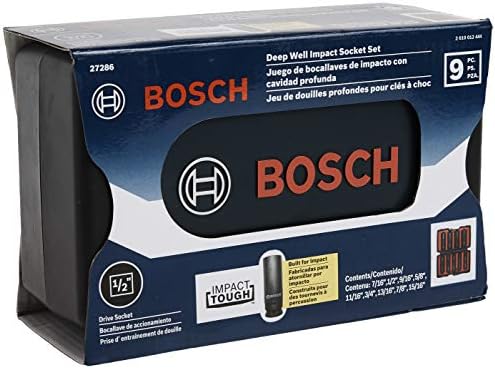 Bosch 27286 1/2 אינץ '. יש להשפיע על סט שקע טוב עם טוב עמוק, 9 חלקים, אפור