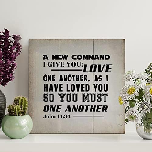 זרעי ליטלגרוב פקודה חדשה אני נותנת לך אהבה אחד את השני ג'ון 13:34 שלטי עץ כתבי עץ לוחית קיר מוטיבציה